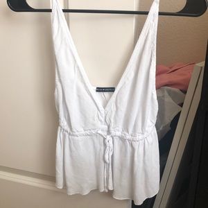 White Plunge Neck Tank Top